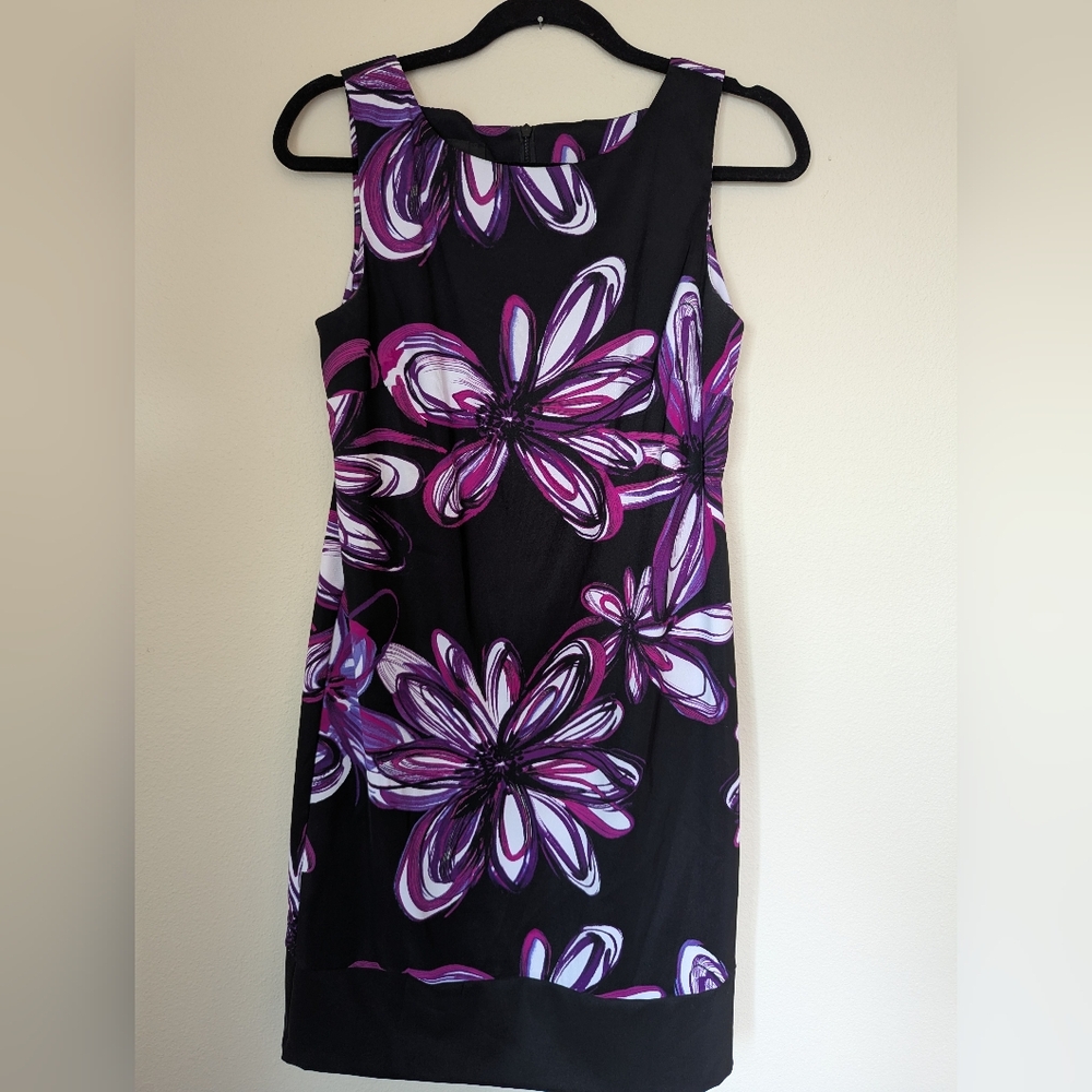 Alyx Black and Purple Floral Sheath Dress Size 10